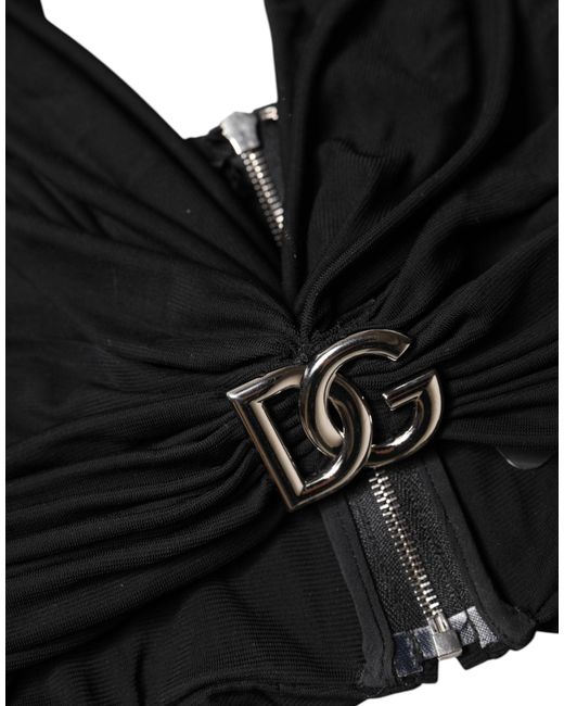 Dolce & Gabbana Black Cropped Viscose Halter Bustier Top for men