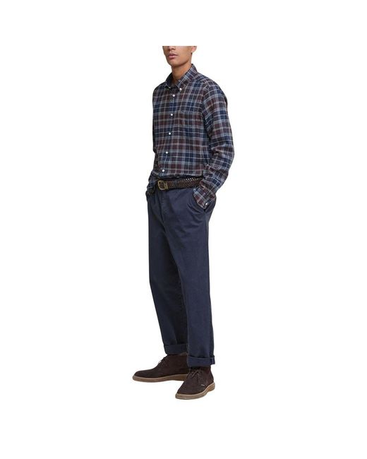Barbour Blue Bicolor Cotton Pattern Shirt for men