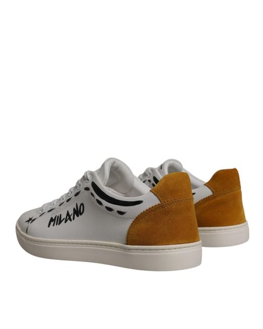 Dolce & Gabbana Multicolor White Suede Leather Low Top Sneakers Shoes for men