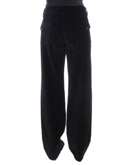 Ermanno Scervino Black Velvet Cotton Straight Legs Pants