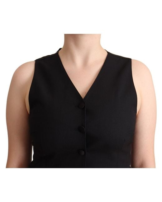 Dolce & Gabbana Black Elegant Vest Top With Button Detail