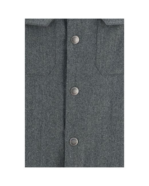 Brunello Cucinelli Gray Wool Oves Aries Dress Shirt for men