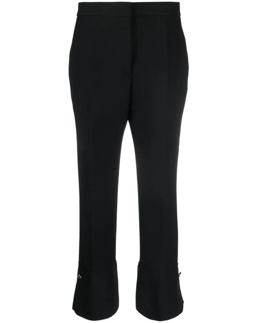 MSGM White Cropped-Leg Flared Trousers