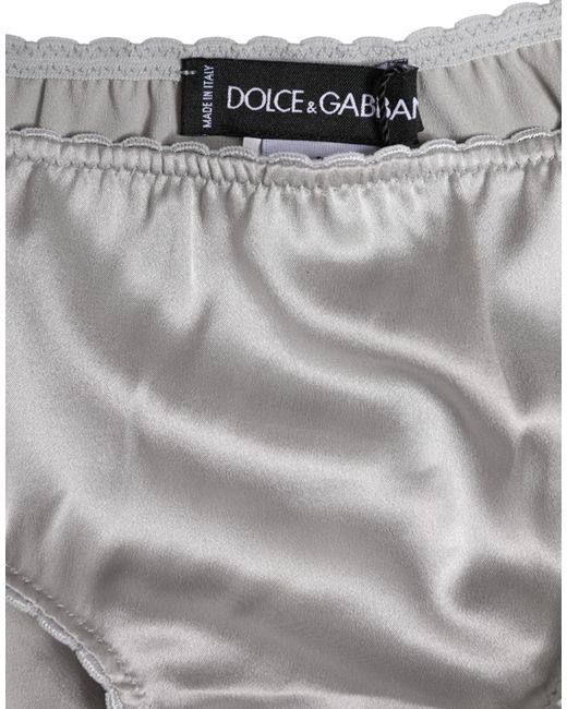 Dolce & Gabbana Gray Silk Stretch Bottom Low Waist Panty Underwear for men