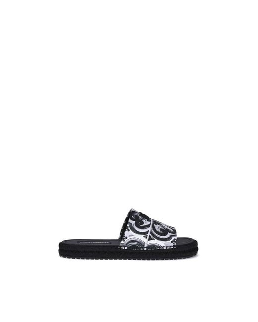 Dolce & Gabbana Blue Black Cotton Flat Sandals for men