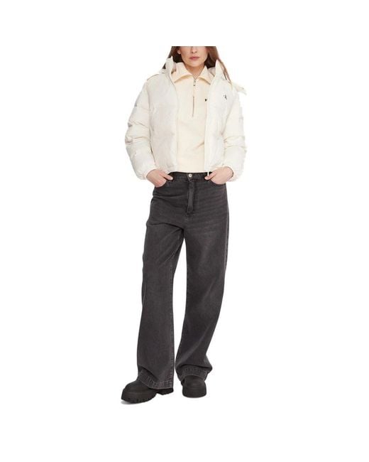 Calvin Klein White Cream Polyamide Coat