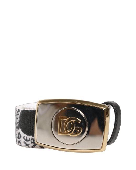 Dolce & Gabbana Multicolor White Graffiti Print Gold Metal Buckle Belt for men