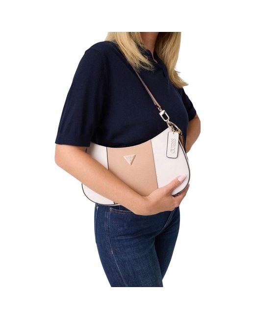 Guess White Beige Polyethylene Handbag