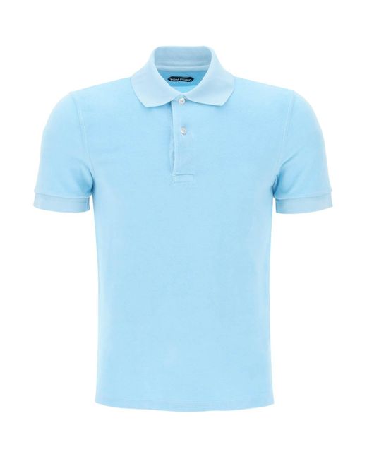 Tom Ford Blue Lightweight Terry Cloth Polo for men