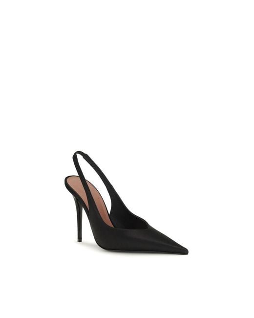 AMINA MUADDI Black Satin High Heel Pumps