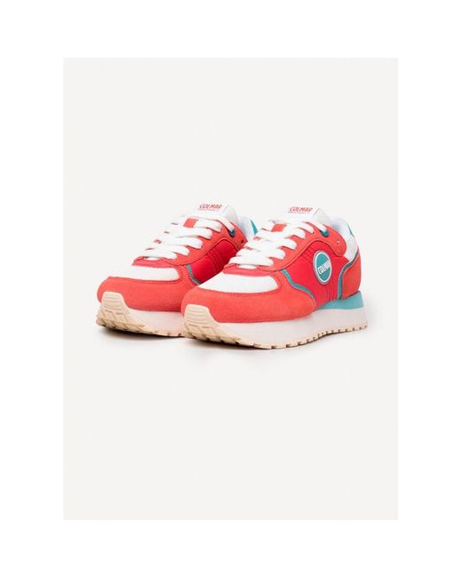 Colmar Red Multicolor Leather Low Top Sneakers for men