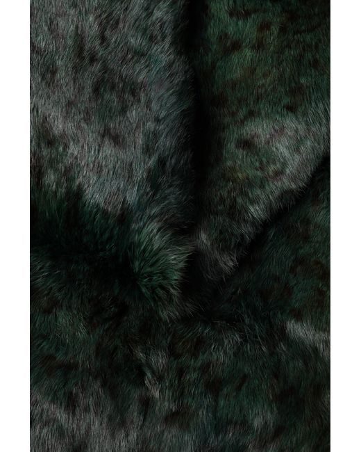 Dolce & Gabbana Green Stripe Fur Shawl Neck Wrap 180Cm X49Cm Scarf
