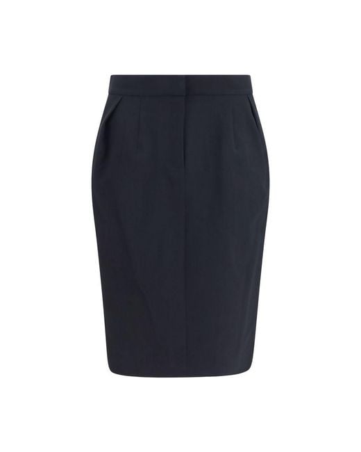 Magda Butrym Blue Black Cotton Midi Skirt