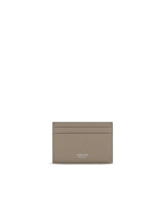 Ferragamo Gray Beige Calf Leather Bos Taurus Wallet