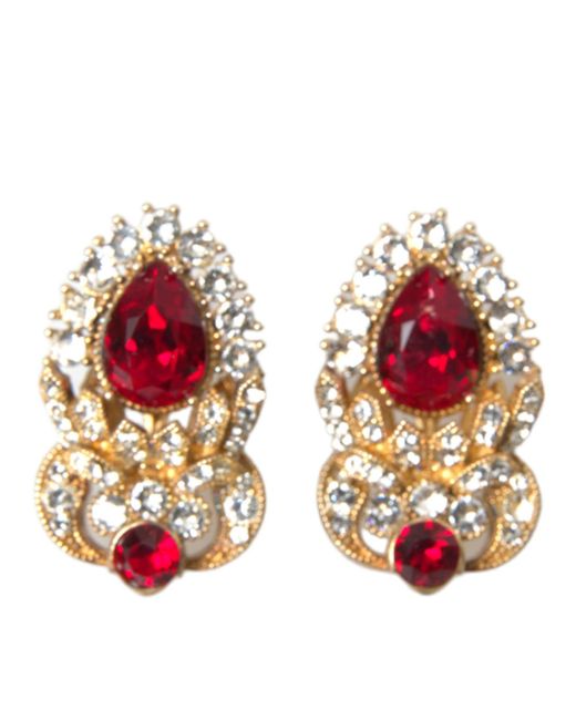 Dolce & Gabbana Red Sterling Plated Crystals Jewelry Earrings