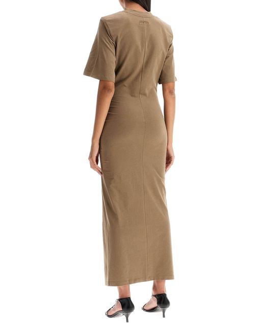 Isabel Marant Natural Draped Dress With Padded Shoulders