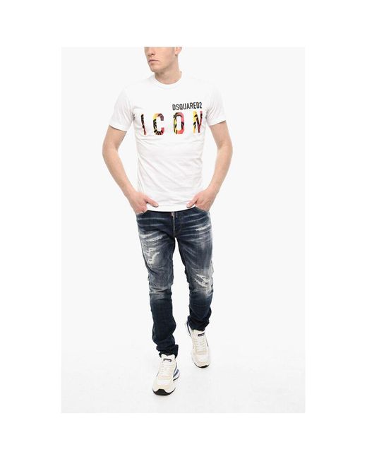 DSquared² White Cotton Icon Crew for men