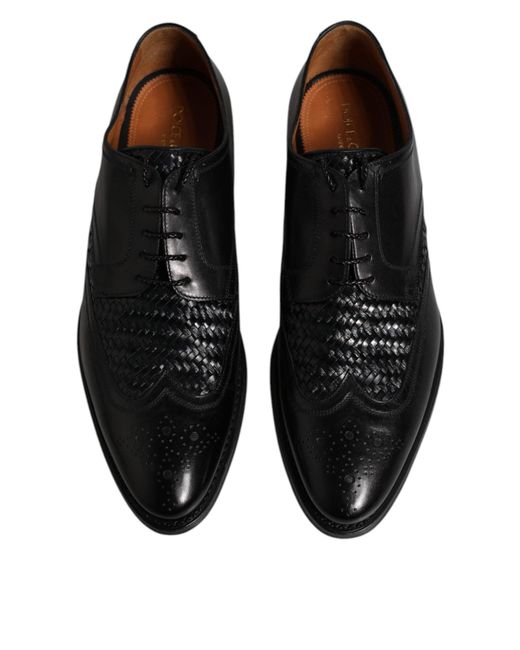 Dolce & Gabbana Black Leather Derby Wingtip Lace Up Formal Dress Shoes for men