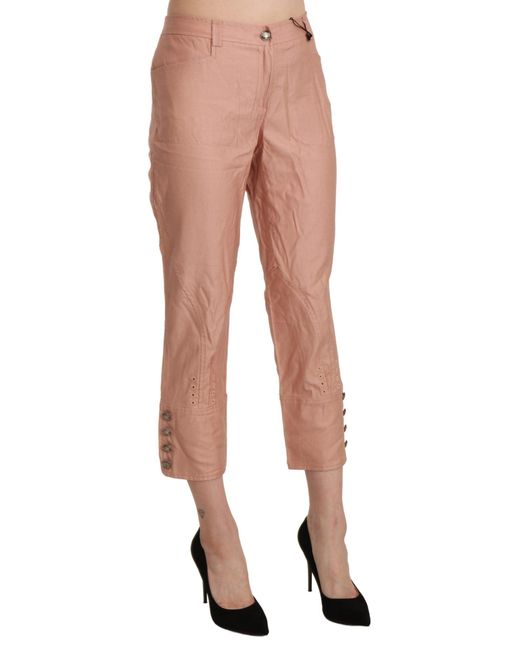 Ermanno Scervino Pink Cotton High Waist Cropped Trouser Pants