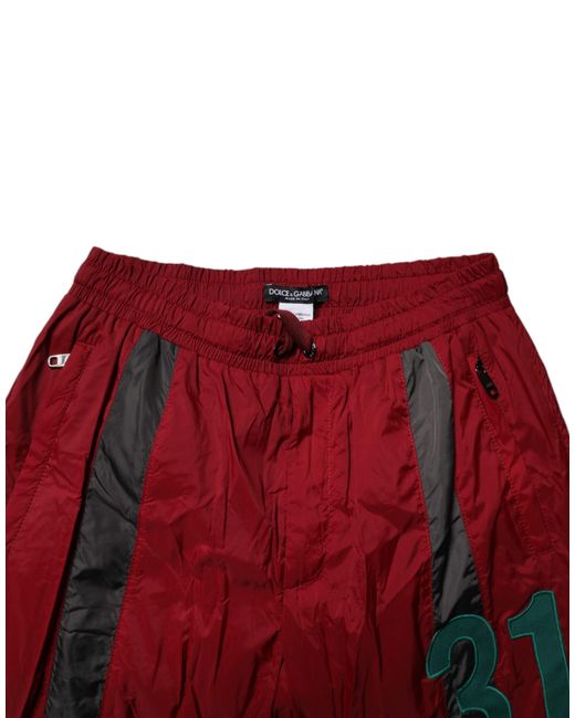 Dolce & Gabbana Red Track Pants With Number Detail for men