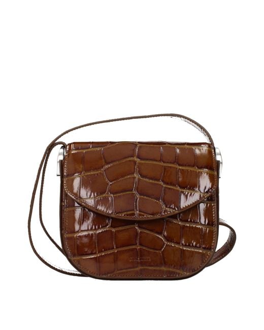 Jil Sander Brown Leather Crossbody Bag