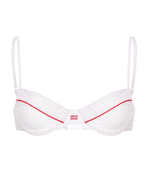 Miu Miu Pink Striped Cotton Balconette Bra