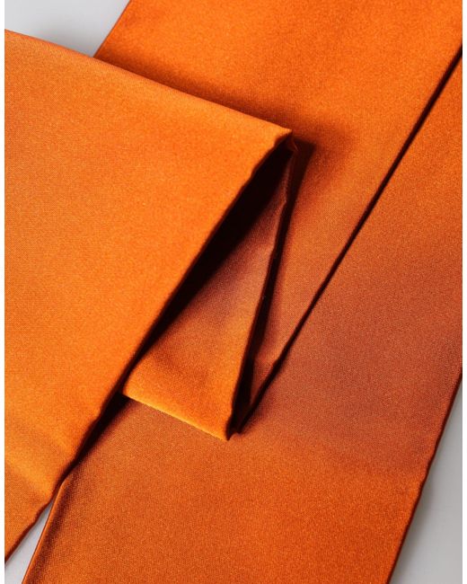 Dolce & Gabbana Orange Silk Fringes Neck Wrap Foulard Scarf for men