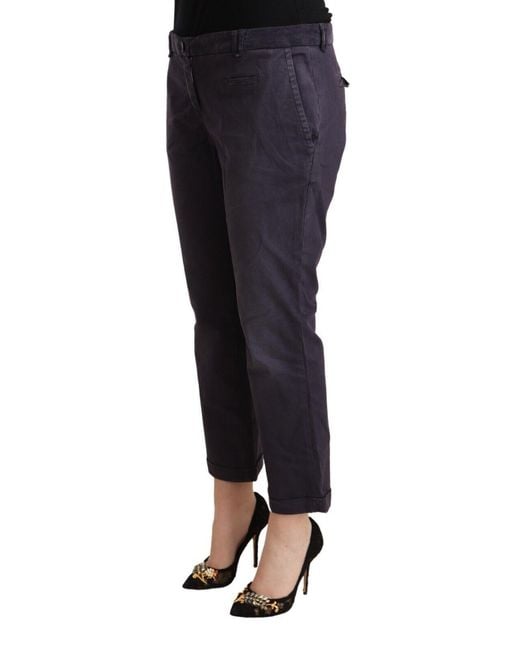 Jucca Blue Black Low Waist Folded Hem Flared Cropped Pants