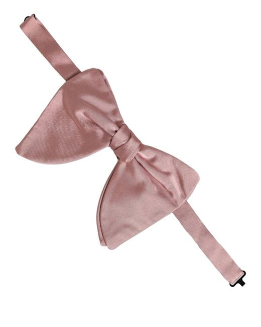 Dolce & Gabbana Men Pink 100% Silk Adjustable Neck Papillon Bow Tie for men