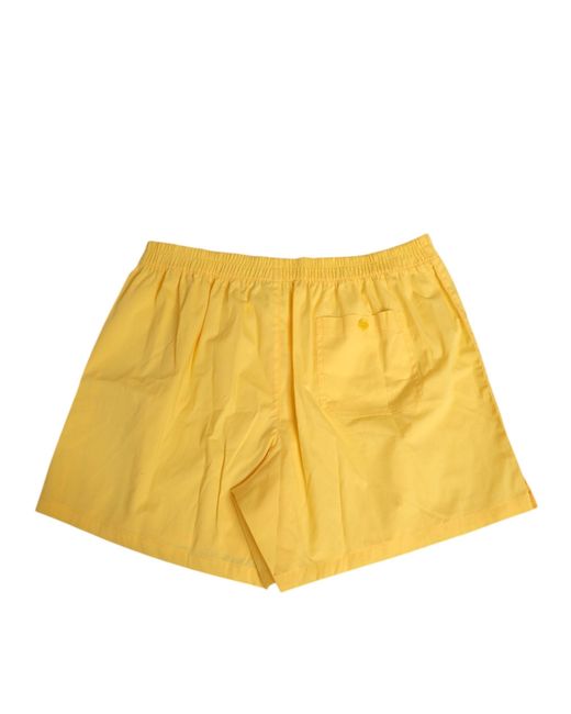 Dolce & Gabbana Yellow Cotton Elastic Waistband Short Swimwear for men