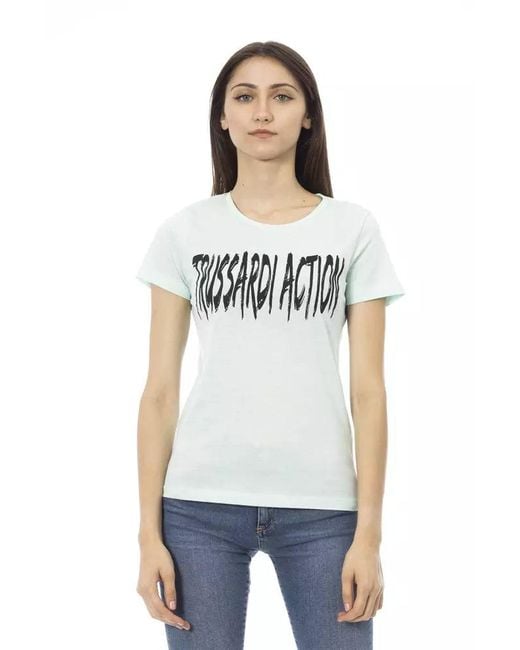 TRUSSARDI ACTION White Light Blue Cotton T