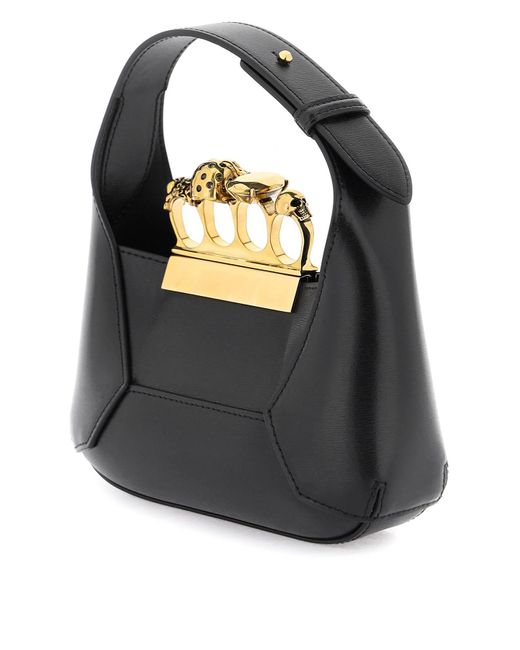 Alexander McQueen Black The Jewelled Hobo Mini Bag
