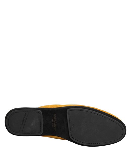 Dolce & Gabbana Orange Yellow Suede Slides Flat Slipper Men Shoes for men