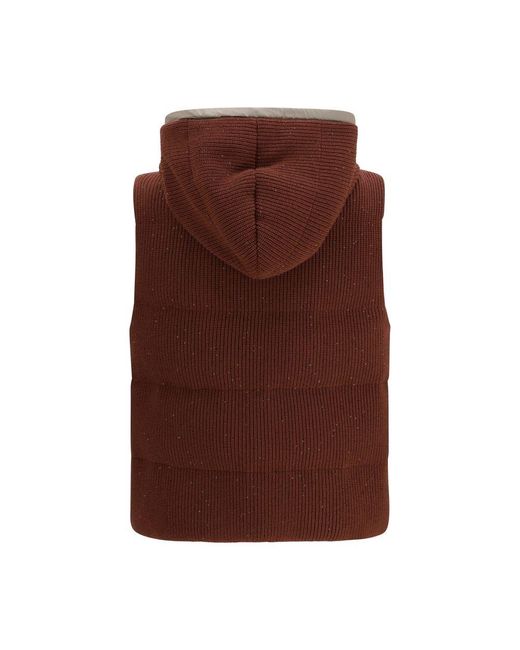 Brunello Cucinelli Brown Cotton Sleveless Jacket