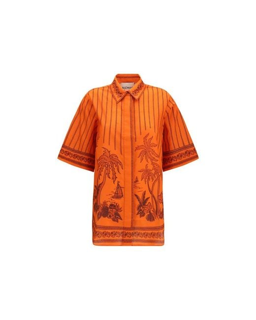 ALÉMAIS Orange Cotton Pattern Shirt