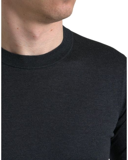 Dolce & Gabbana Black Elegant Silk Crew Neck Tee for men