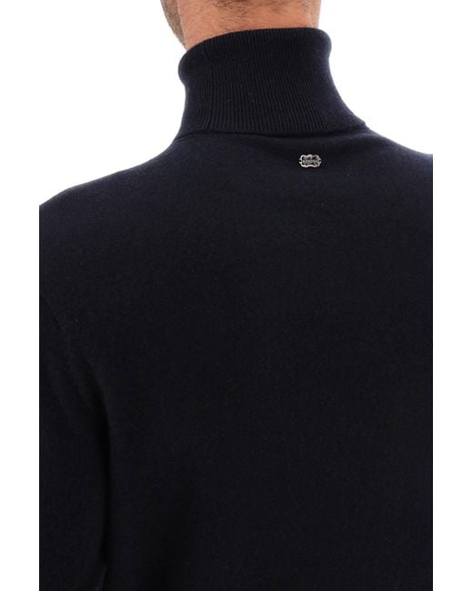 Agnona Blue Seamless Cashmere Turtleneck Sweater for men