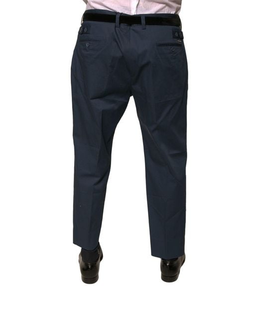 Dolce & Gabbana Blue Stretch Cotton Pants for men