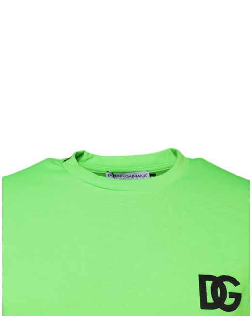 Dolce & Gabbana Green Logo Polyester Crew Neck T for men
