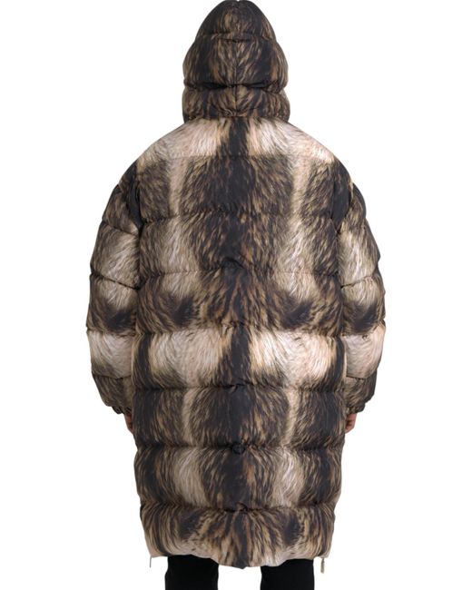 Dolce & Gabbana Gray Parka Full Zip Hooded Long Coat Jacket for men