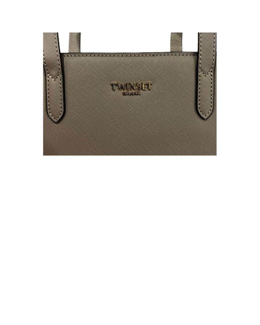 Twinset Gray Grey Pu Shoulder Bag