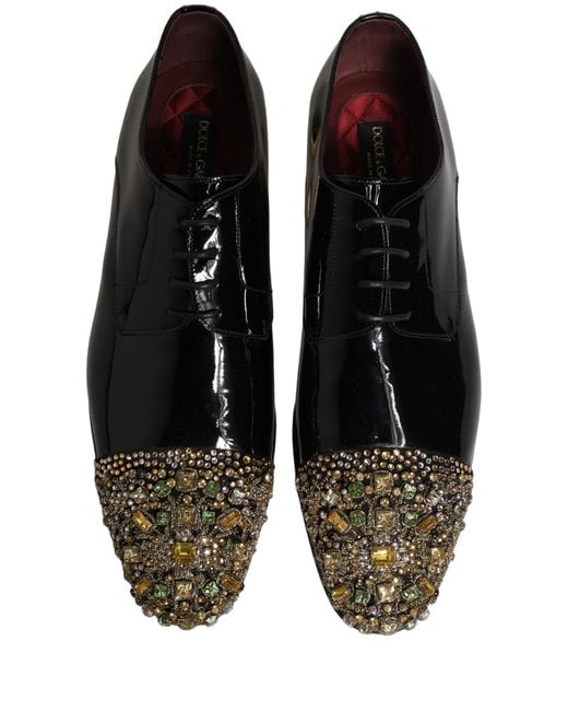 Dolce & Gabbana Black Embellished Men Derby Dress Formal Shoes for men