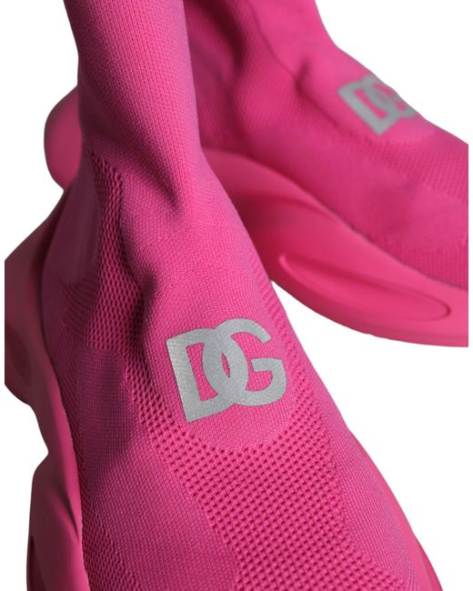 Dolce & Gabbana Pink Logo Print Slip On Socks Sneakers Shoes for men
