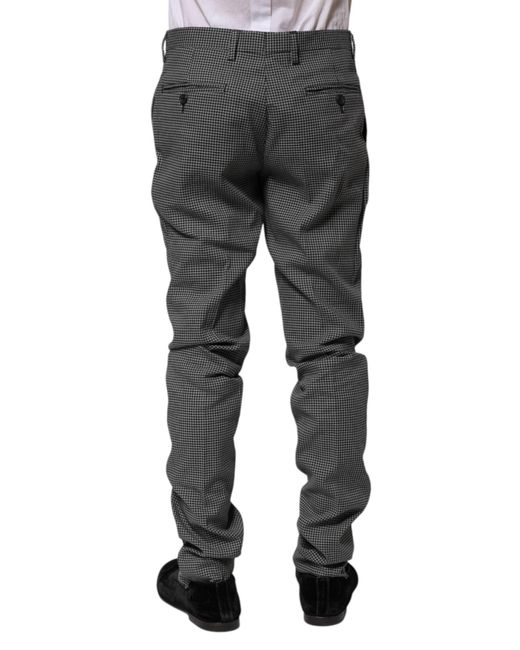 Bencivenga Gray Black White Checkered Tapered Dress Pants for men