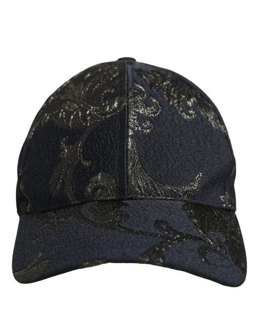 Dolce & Gabbana Men Black Floral Barocco Cotton Baseball Cap Hat for men