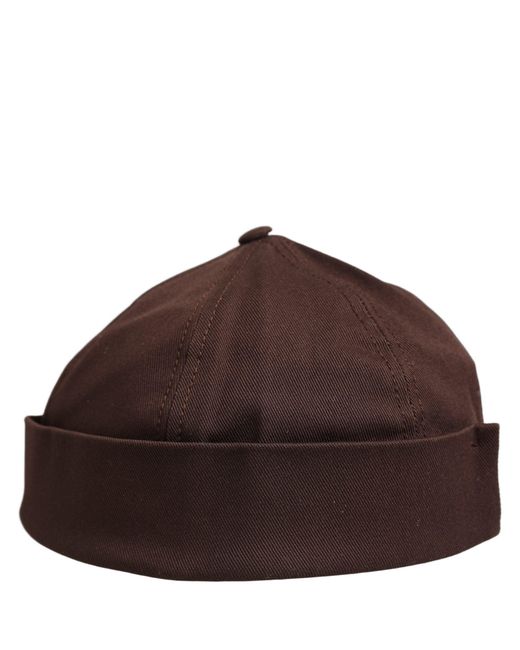 Dolce & Gabbana Black Men Brown Cotton Docker Capello Brimless Hat for men