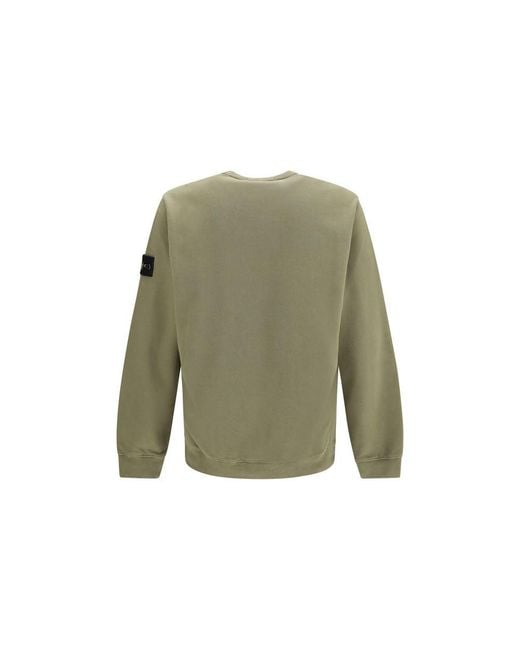 Stone Island Green Bicolor Cotton Sweatshirt for men