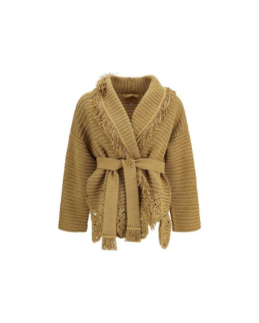 Alanui Natural Gold Polyester Cardigan