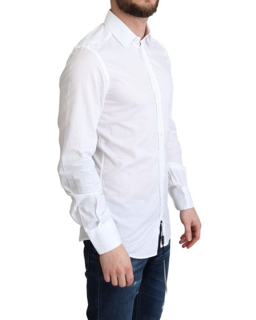 Dolce & Gabbana White Cotton Long Sleeves Formal Shirt for men