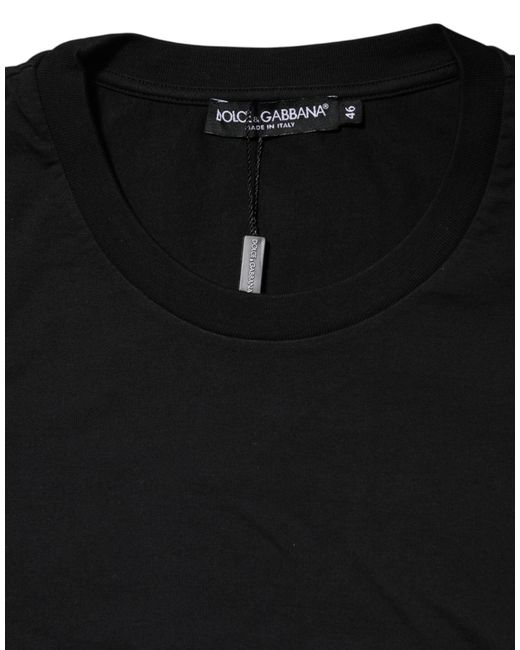 Dolce & Gabbana Black Logo Print Cotton Men Crew Neck T for men